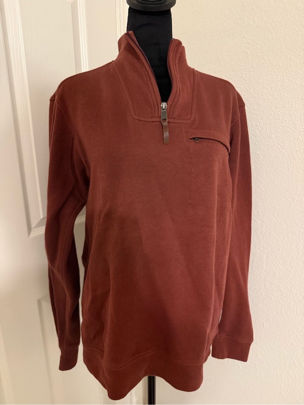 Duluth Trading Co Men's Zip-Neck Sweater in Rust Brown